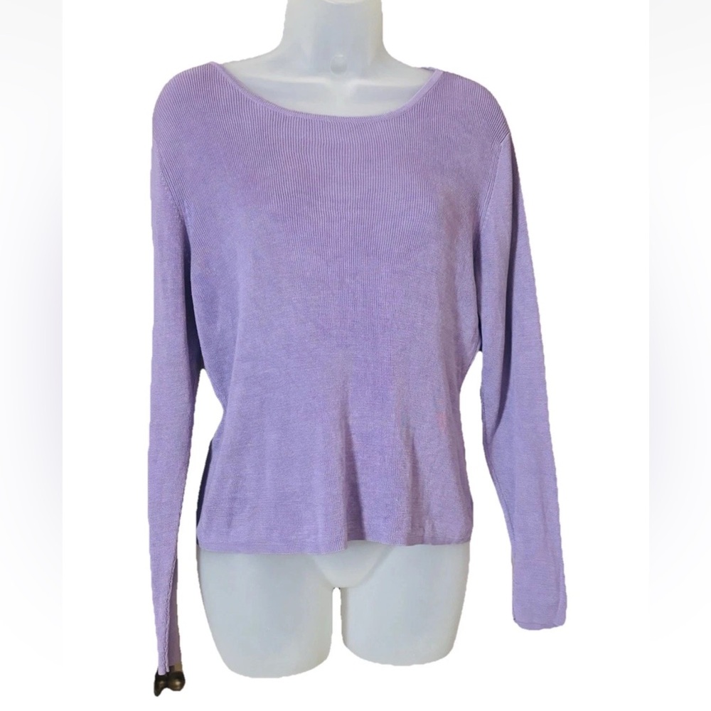 Vintage Stephanie Andrews Women’s Silk Sweater Long Sleeve Ribbed Purple Size XL